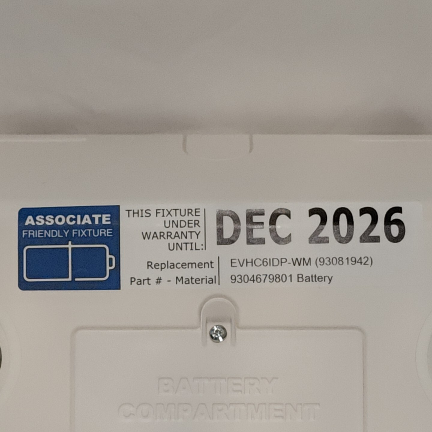 Dual Lite Emergeny LED Light EVHC6IDP-WM, White, Mounting Plate Sold Seperately.