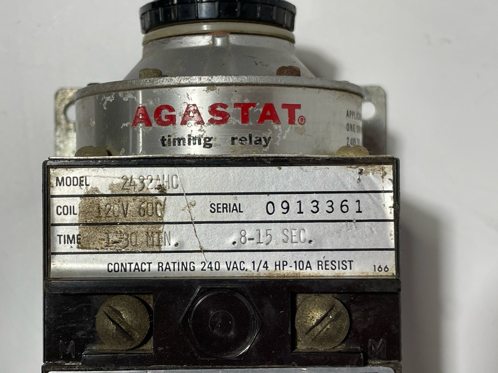 Agastat 2432AHC Time Delay Relay, 0.8-15 Seconds