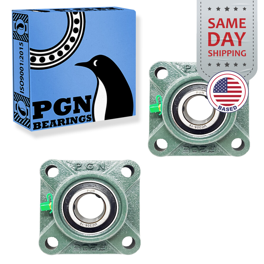 (2) UCF205-16 Solid Base Pillow Block Flange Mounted Bearing 1″ Bore 4 Bolt