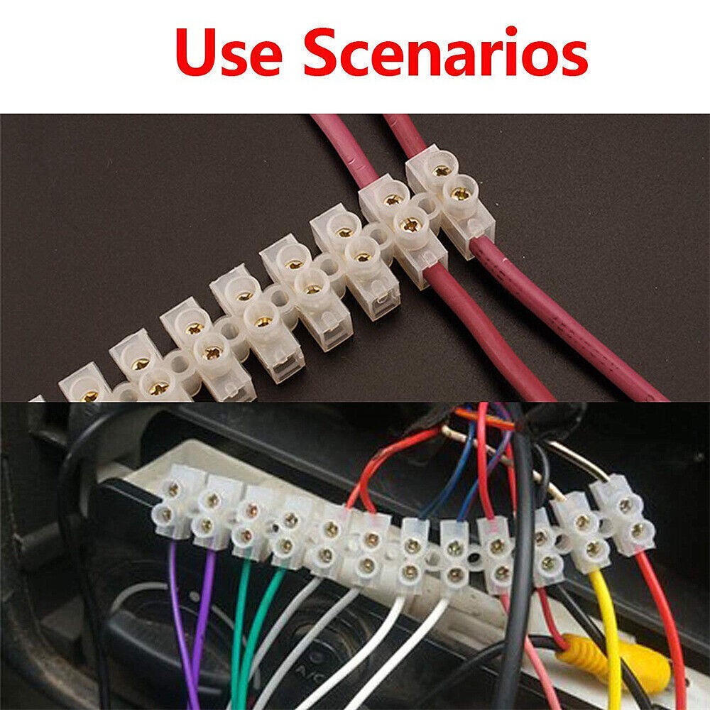 1-10pcs Terminal Block Dual Row 12-Position Screw Barrier Strip Wire Connectors