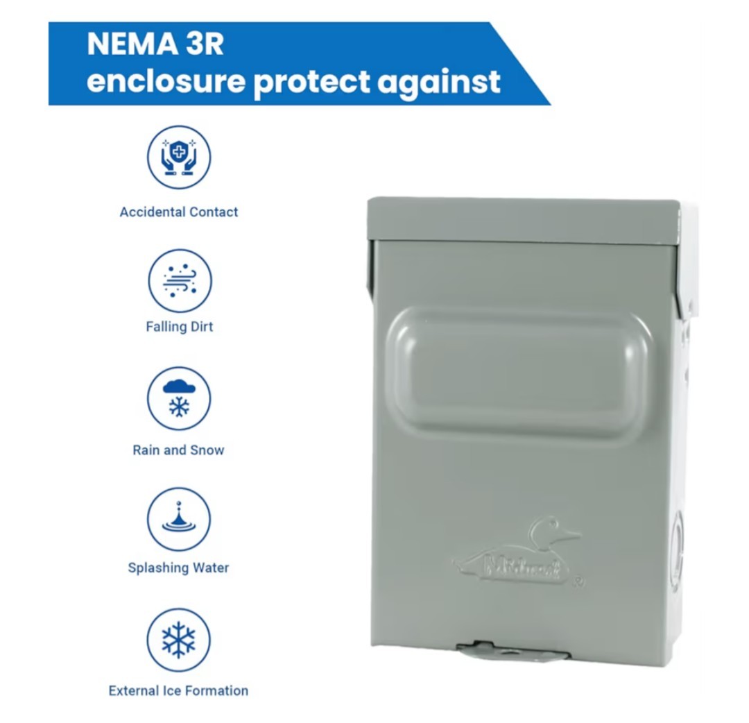 Midwest U065PP 60A 240V 1 Phase NEMA 3R Non-Fuse AC Disconnect (Incomplete Box)