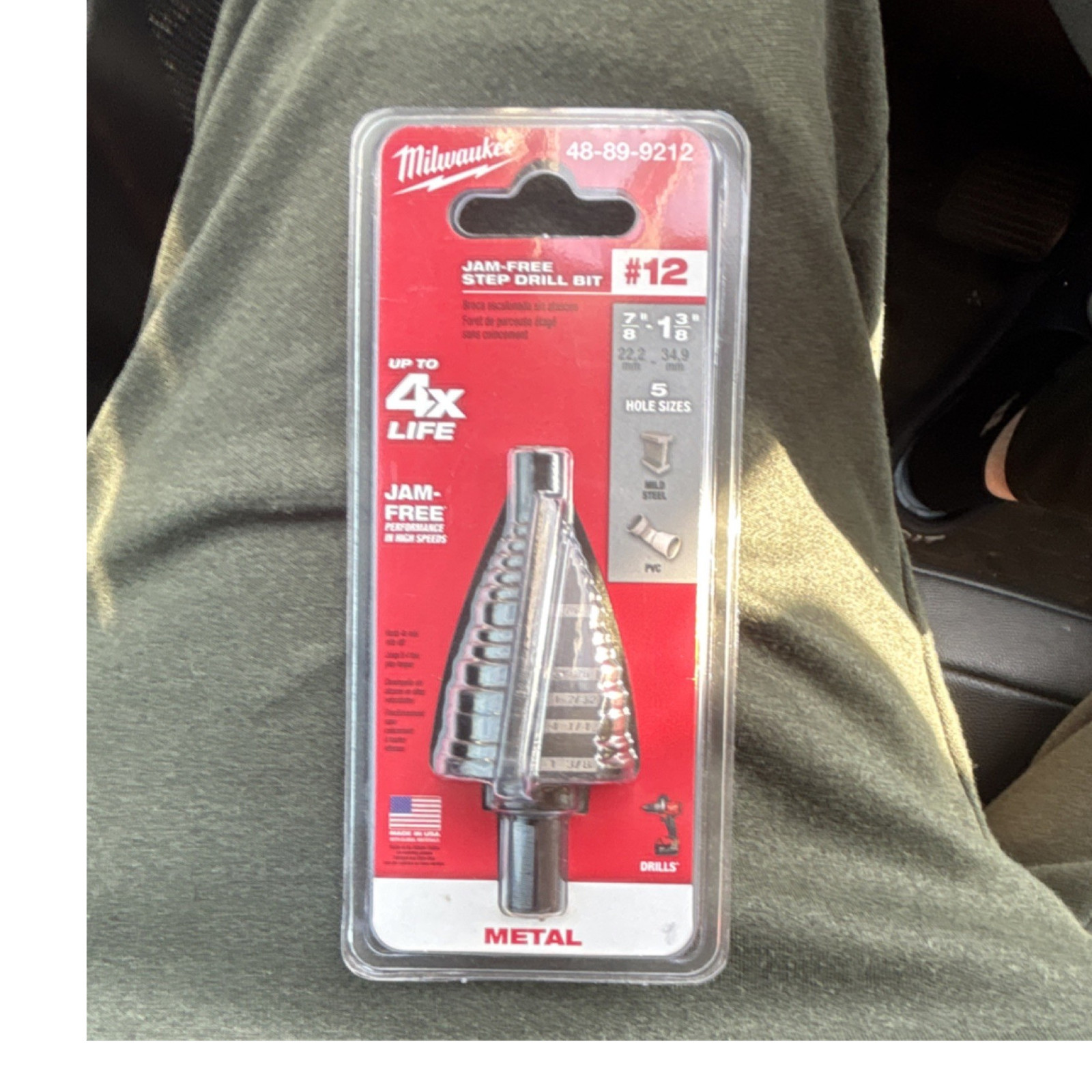 Milwaukee 48-89-9212 Jam-Free Step Drill Bit 7/8-1-3/8 in Metal