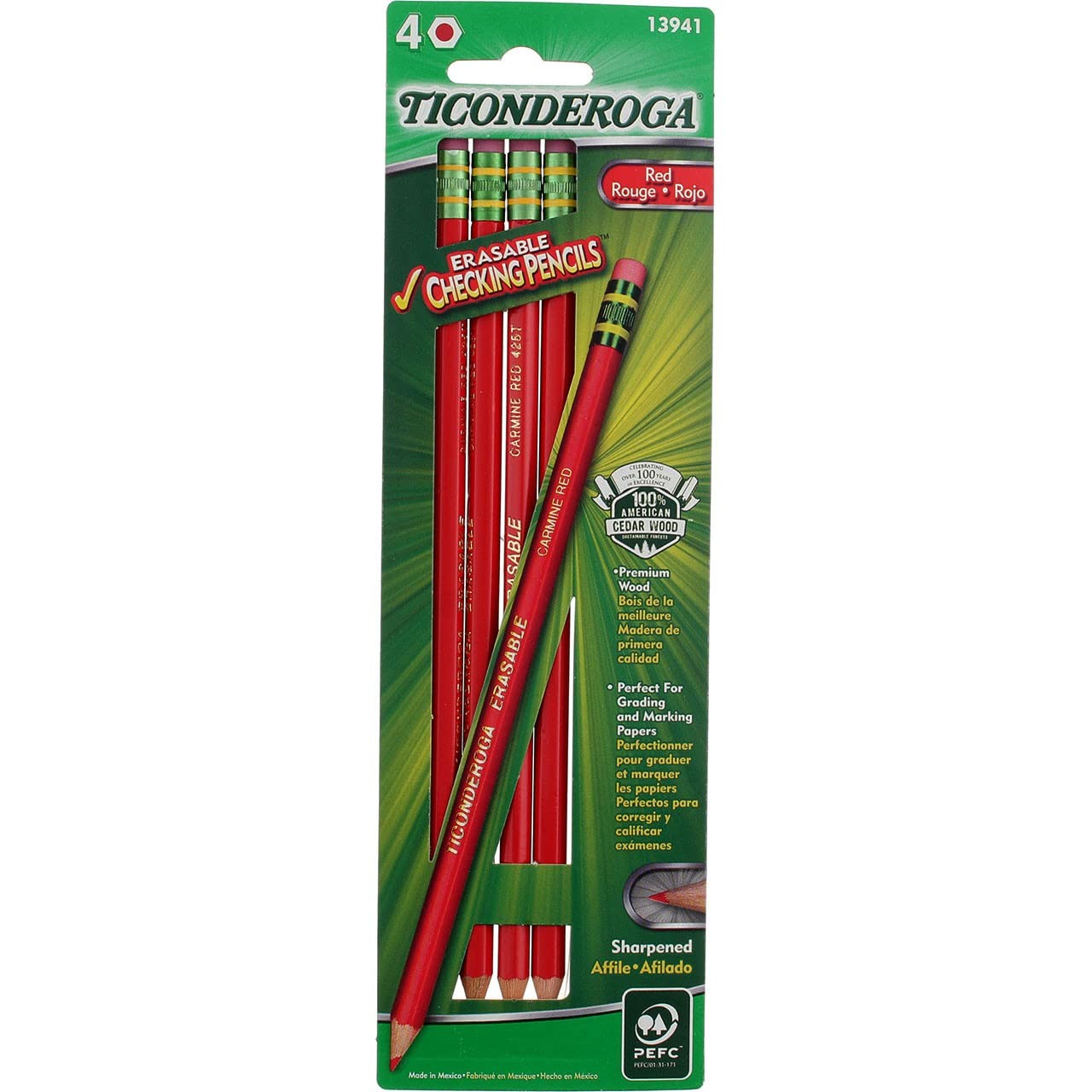 Ticonderoga Erasable Checking Pencils, Eraser Tipped, Office Product