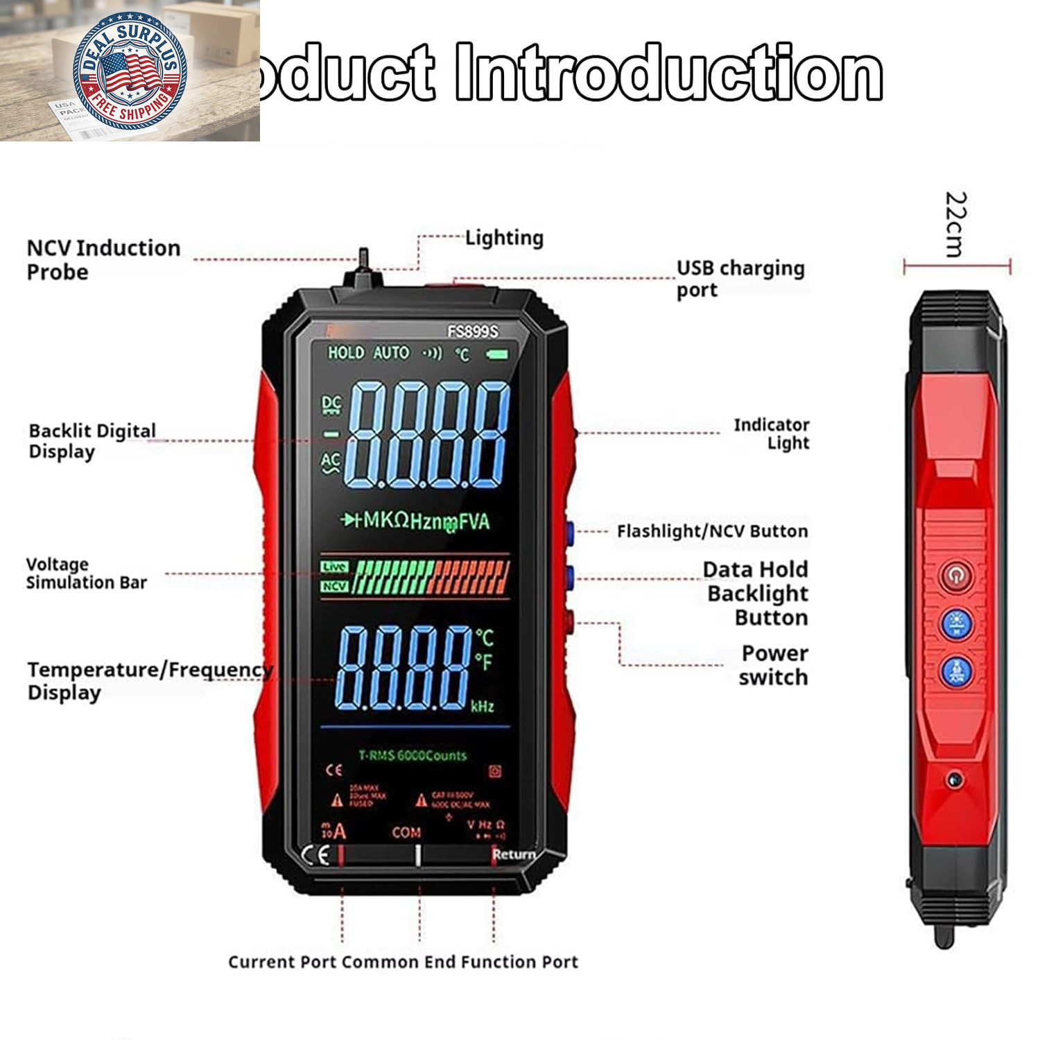2026 Upgraded FS899L Digital Multimeter, Color Screen, USB-C with 20Pcs Silicone