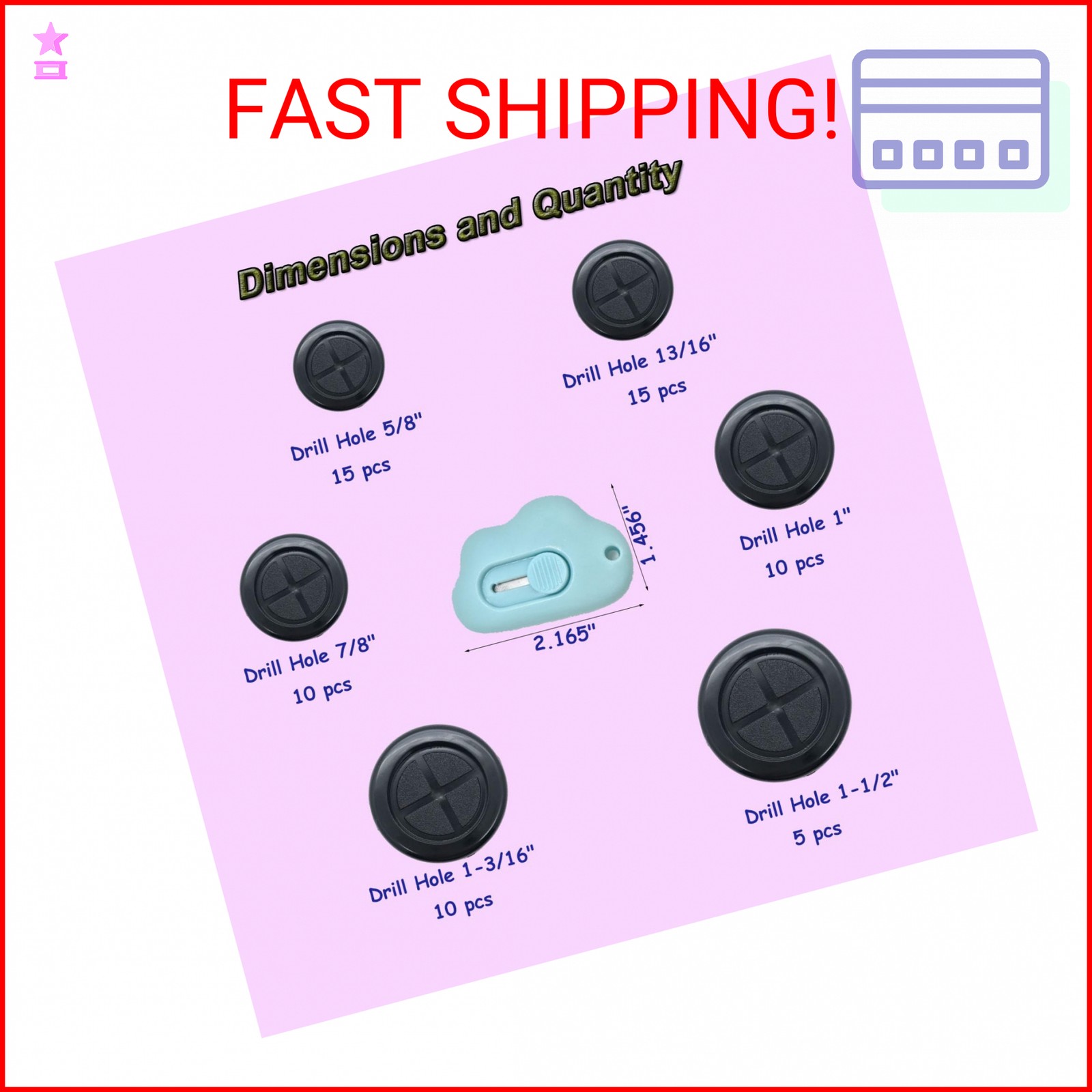 65Pcs Round Rubber Grommets kit 6 Sizes Double Sided Rubber Grommets for Wiring