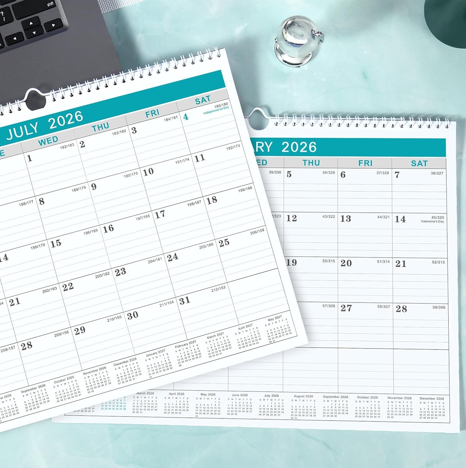 Calendar 2026, 12 Months from January 2026 to December 11.5 x 15 inch, Gray