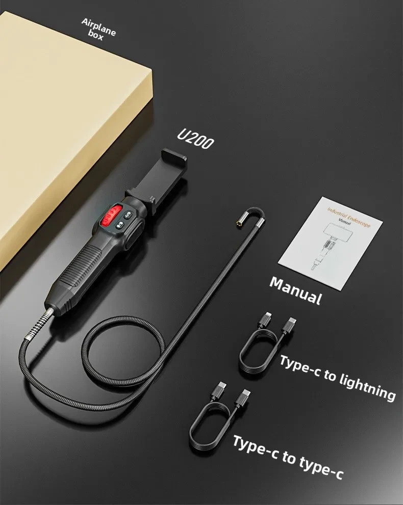 3.3ft Semi Rigid Endoscope 2-Way 180° Inspection Camera Articulating Borescope