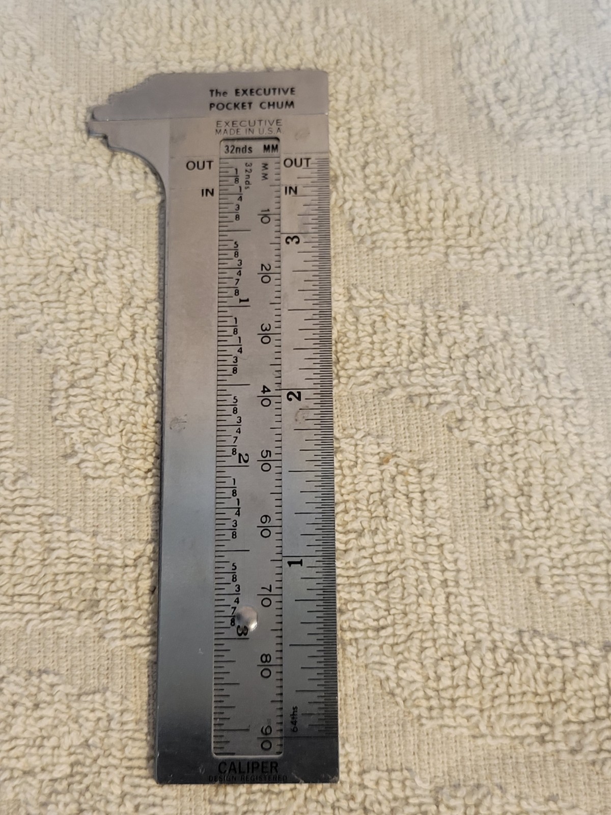 VINTAGE CALIPER THE EXECUTIVE POCKET CHUM 3.5 IN. U.S.A.