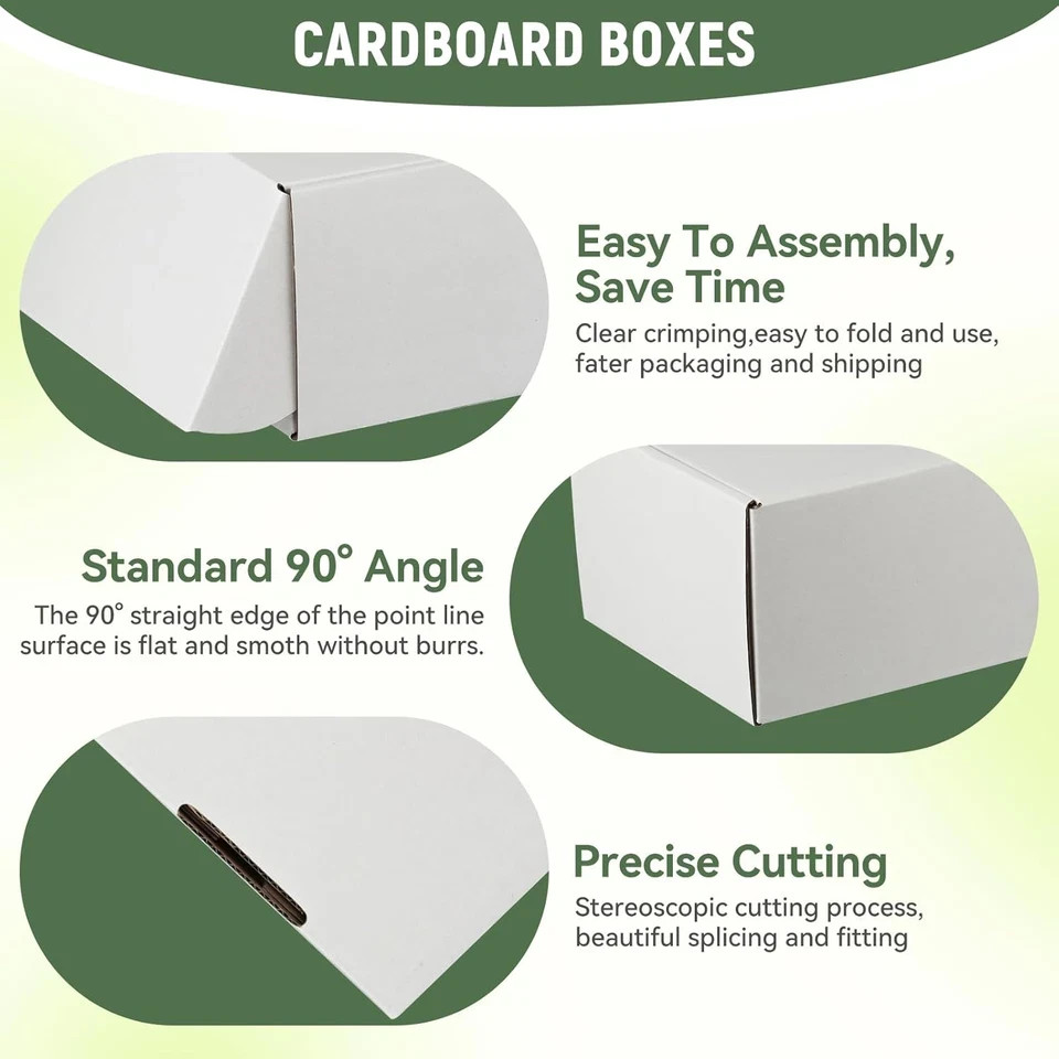 50 Pack 7″X5″X2″ Inch Small Shipping Boxes White Corrugated Cardboard Box for Sm