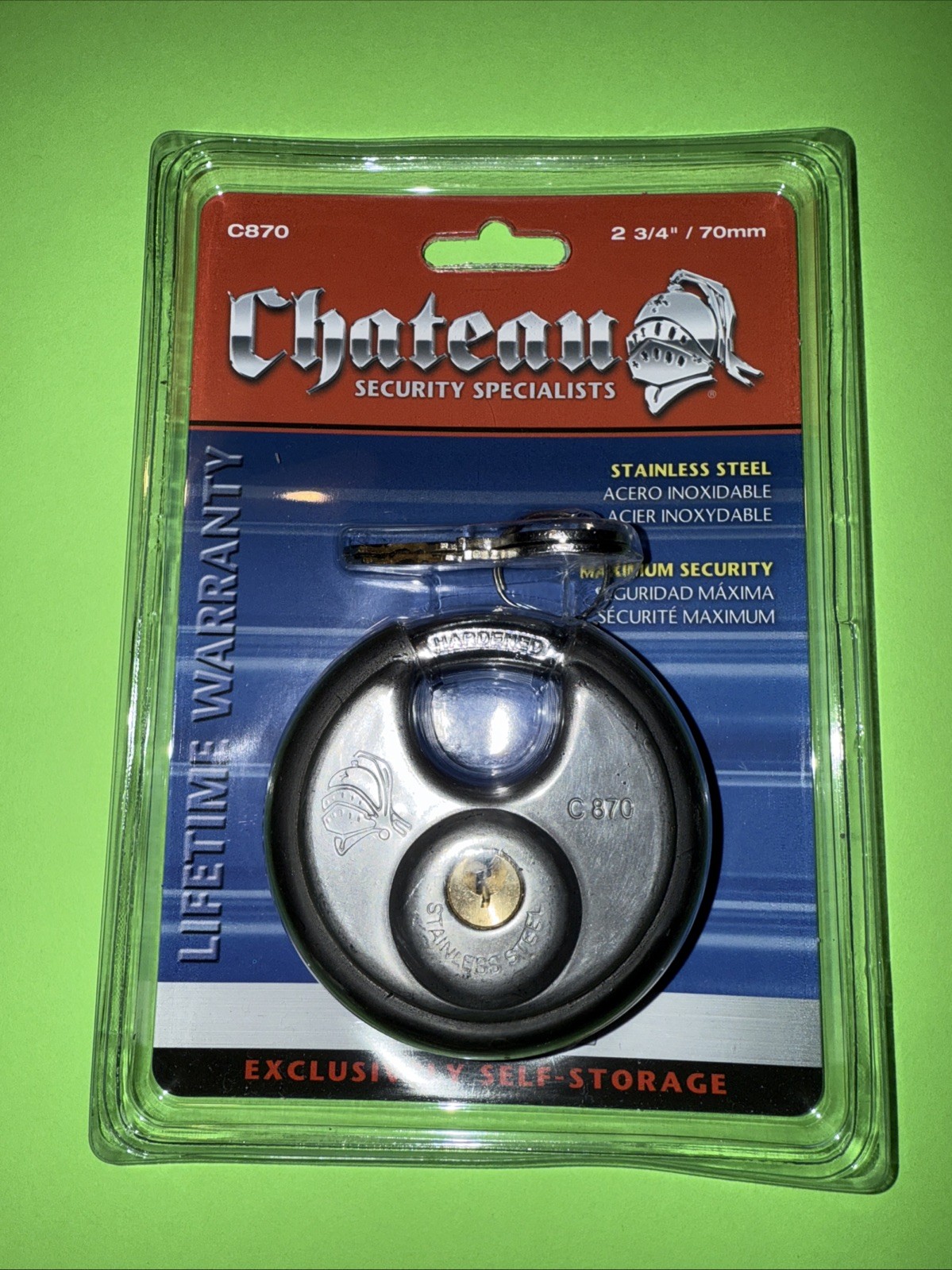 Round Disc LOCK Padlock 2 Keyed Alike keys Stainless Steel 2 (2 3/4″) 5-Pin