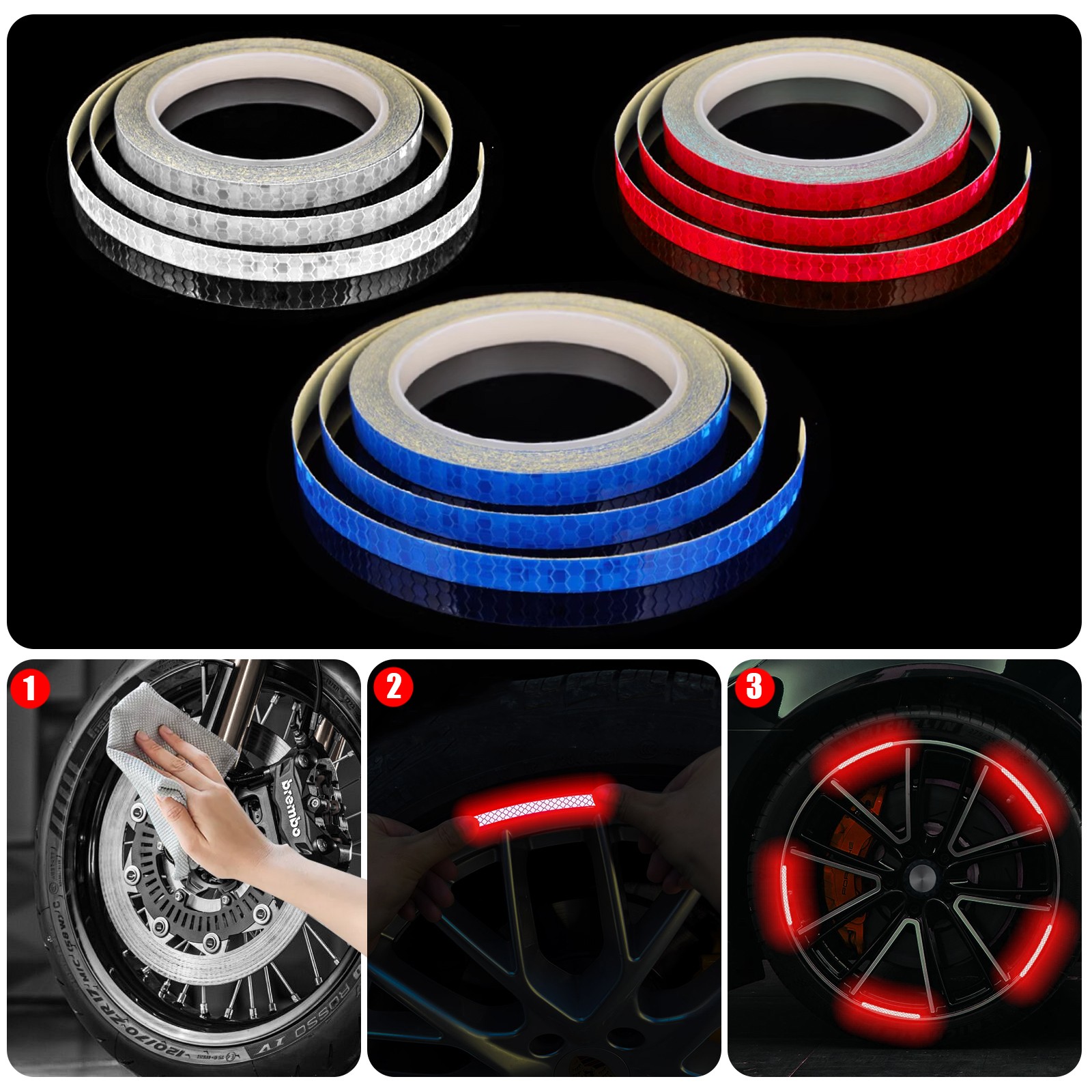 Reflective Safety Tape Self Adhesive pinstripe Sticker Strip Decal 26FT Roll 1CM