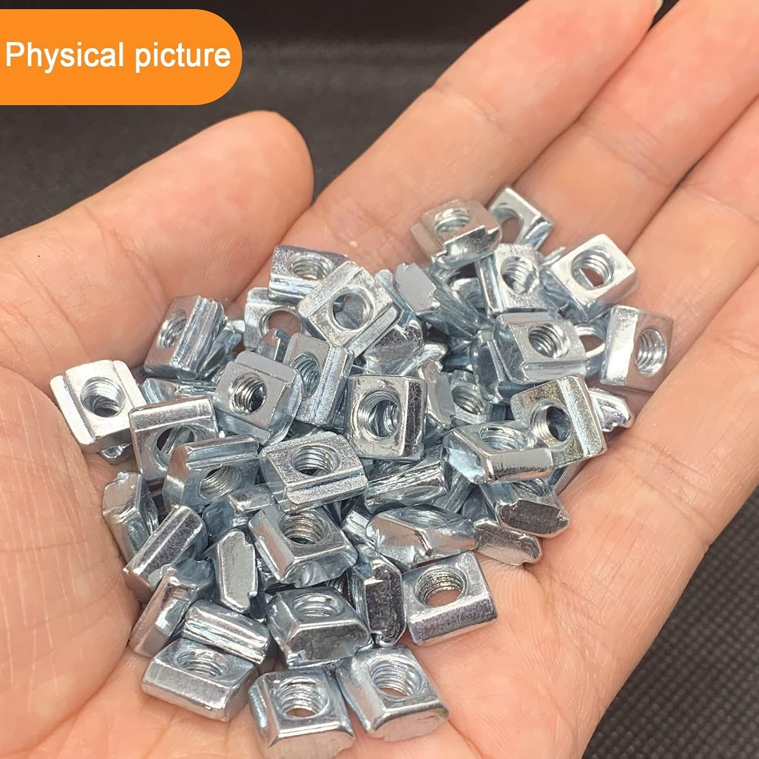 100pcs M5 Hammer Head T-Nuts – Polished Carbon Steel for T-Slot Profiles