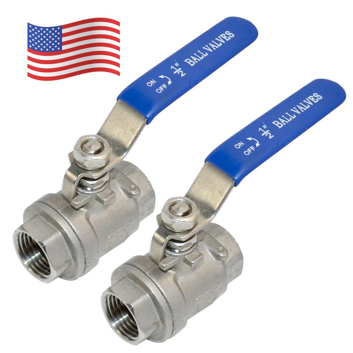 1/2 inch 1/2″ Ball Valve,316 Stainless Steel Full Port,2-Piece, 1000WOG, 2Pack