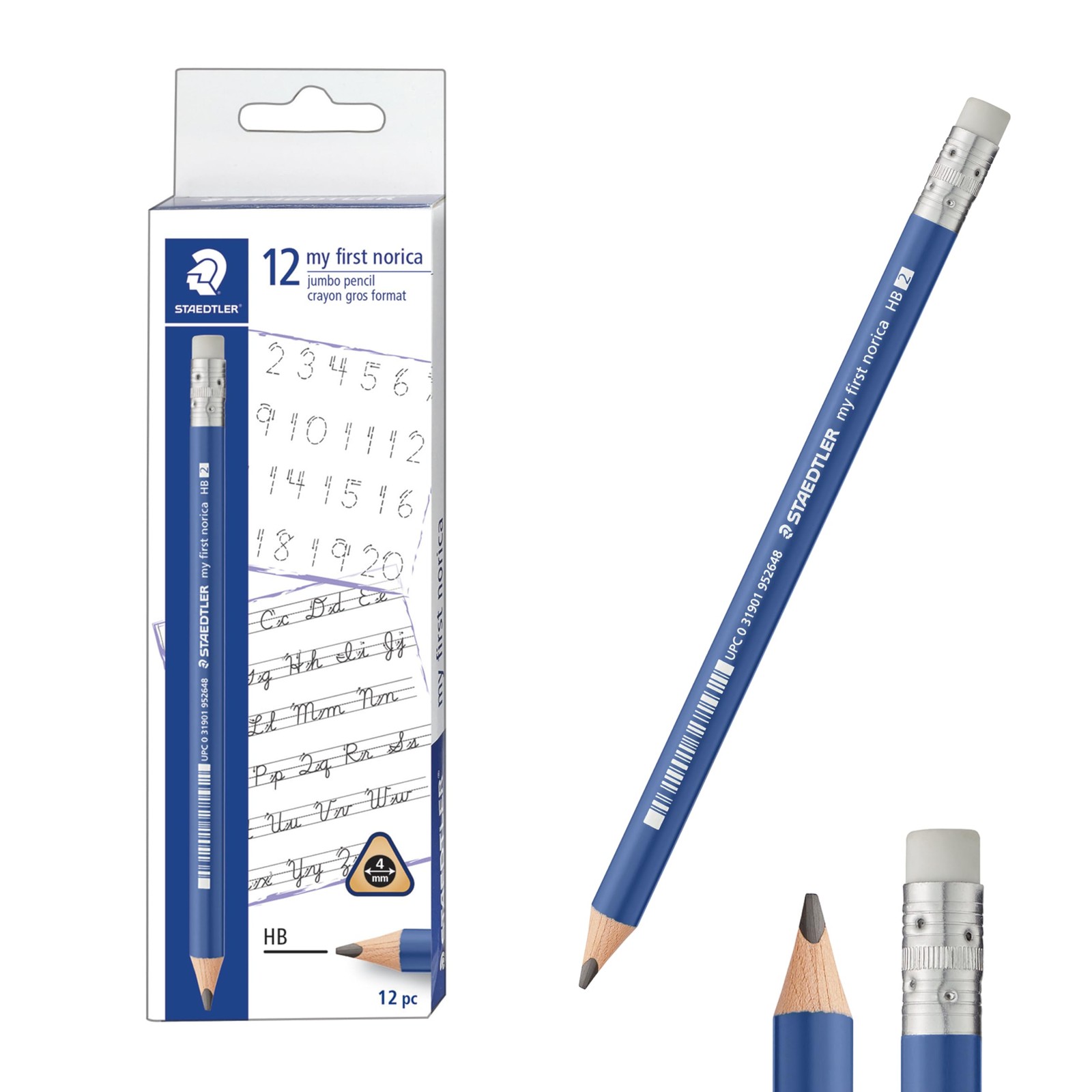 My First Norica Triangular Learners Pencil, 2 HB, 12 Count, Easy-Grip 3-Sided…