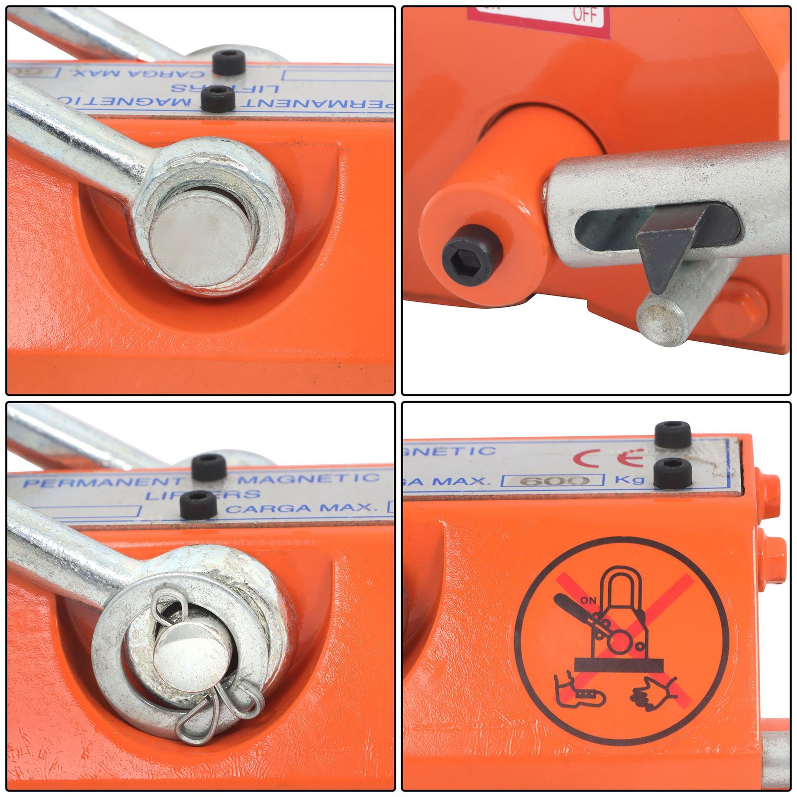 1320LBS 600kg Steel Magnetic Lifter Heavy Duty Crane Hoist, 2 Safety Factor