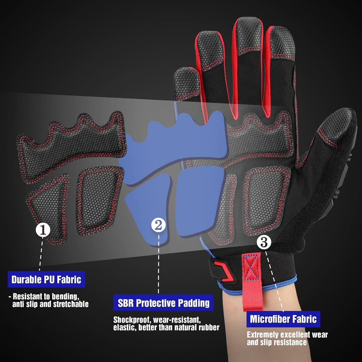 Synthetic Leather Heavy Duty Work Gloves with Waterproof Touchscreen – XL