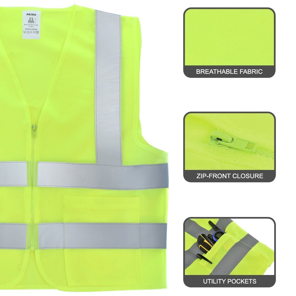 Solid Mesh High Visibility Safety Vest, ANSI/ ISEA 107-2010/ 2 pack