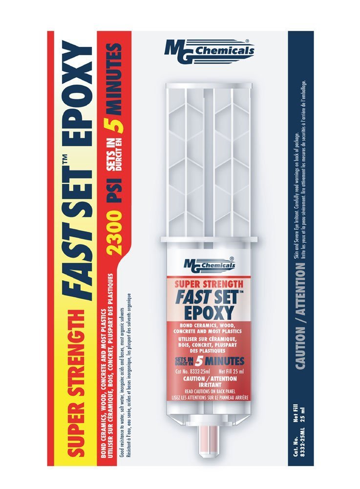 MG Chemicals 8332-25ML Fast Set Epoxy Adhesive, 25 ml Dual Syringe, Clear