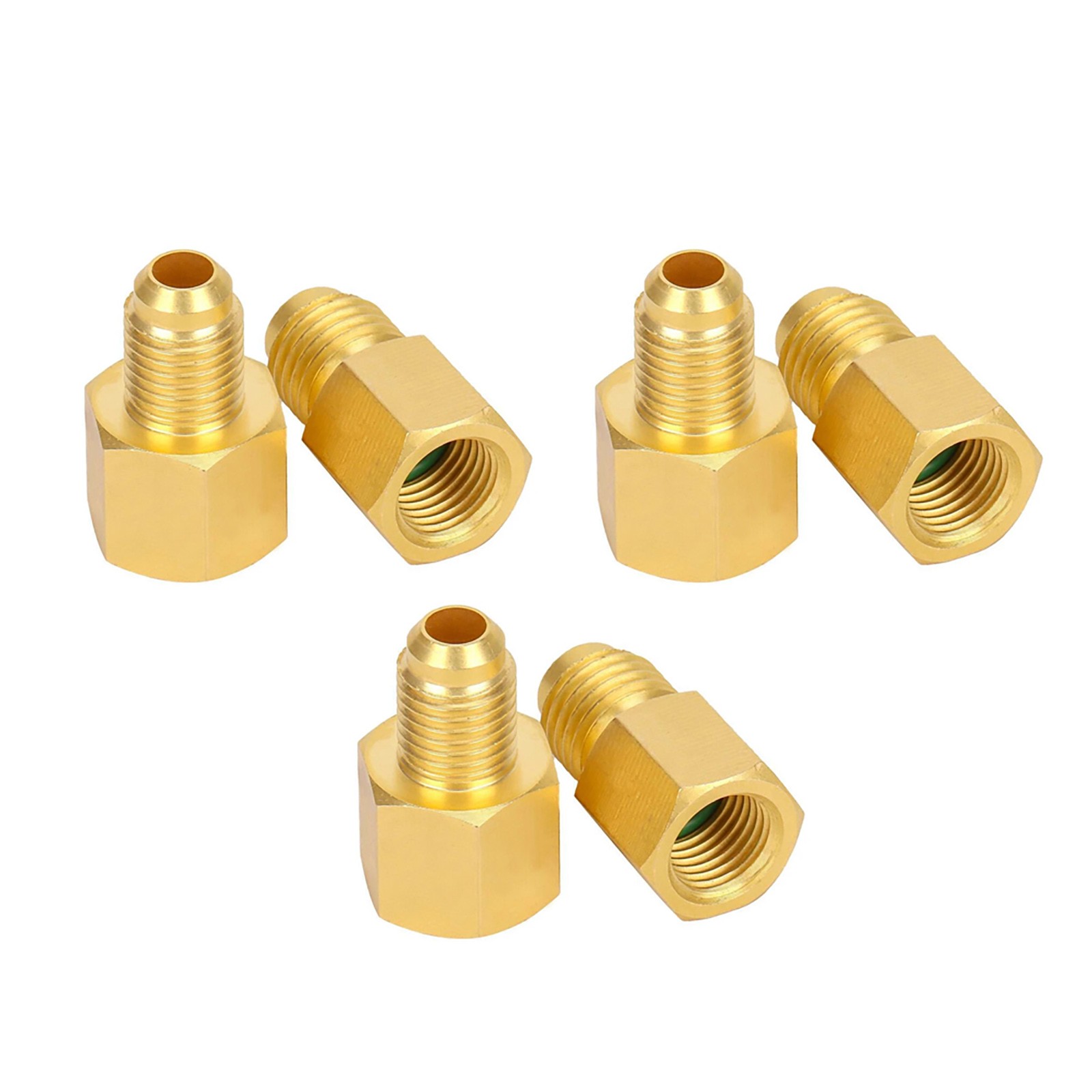 Brass Refrigerant Adapters Kit for R12 R134a Systems Vacuum Pump Port Connection