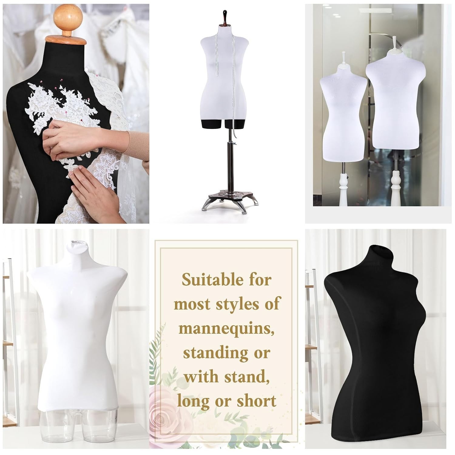 Soft Stretchy Mannequin Fabric Cover – Ideal for Fashion Displays, Black & White