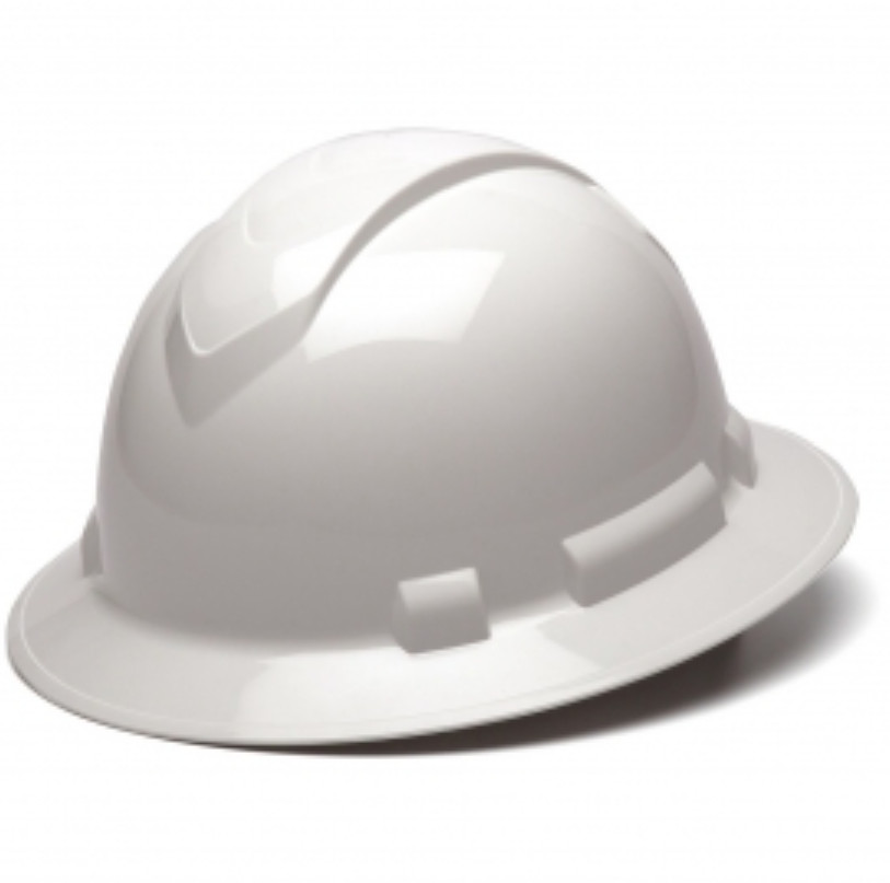Pyramex HP54110 Ridgeline Full Brim Hard Hat – 4-Point Ratchet Suspension, White
