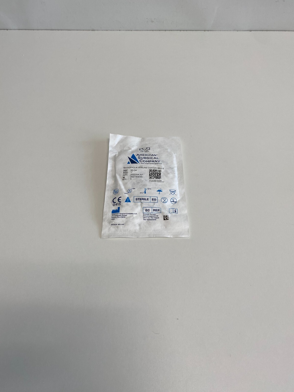 A24: 23 Packs (5/Pack) American Surgical 30-04 Cotton Balls Exp. Date 04-2027