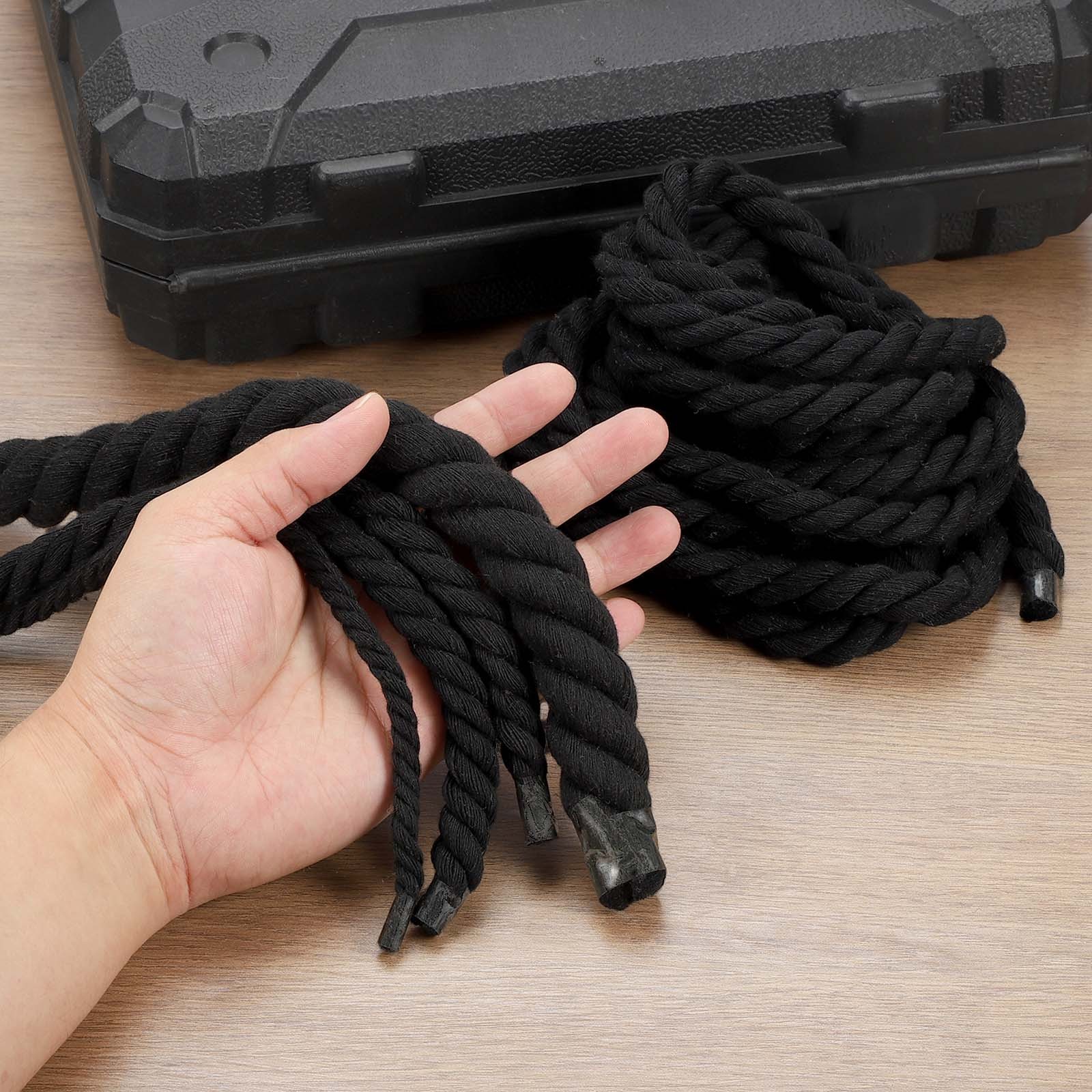 12mm x 11.5 Feet Black Cotton Rope 3 Strand for DIY Wall Hanging Knotting