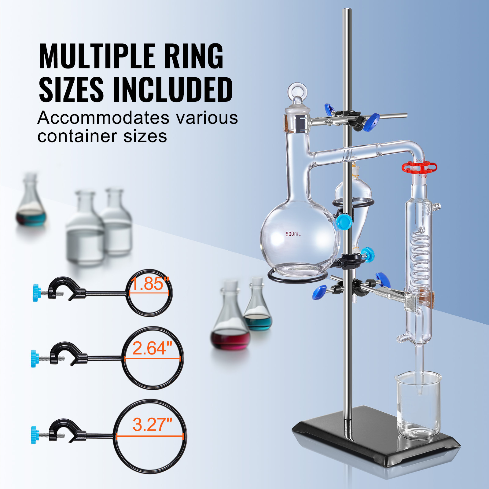 VEVOR Lab Stand Support Laboratory Retort Support Stand 23.6″ Rod With Clamps