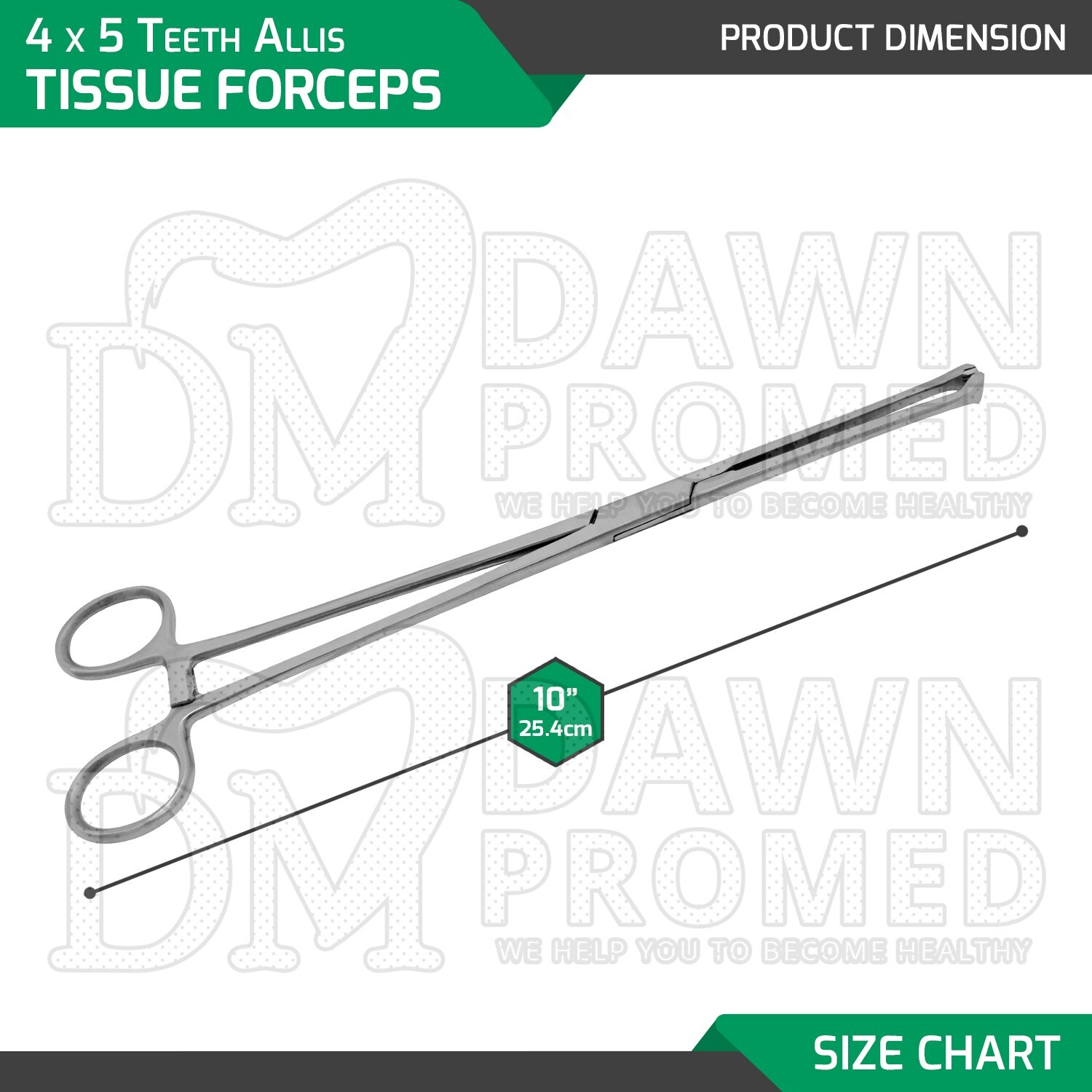 Allis Tissue Forceps 10″ 4 X 5 Teeth Surgical Clamp OB/GYN Instruments German Gr