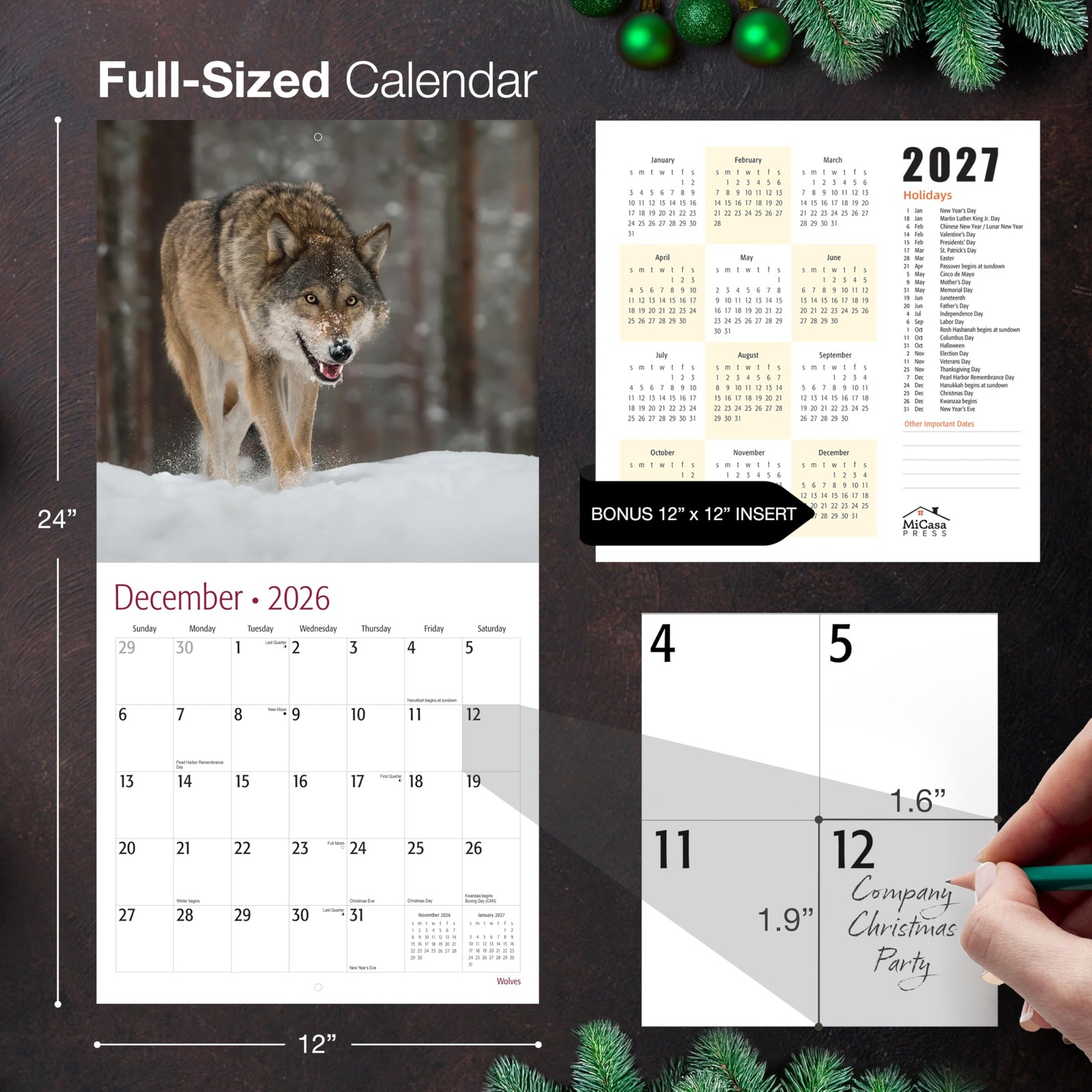 MICASA PRESS Wolves 2026 Wall Calendar 12 Month | New 2026, 04 2026