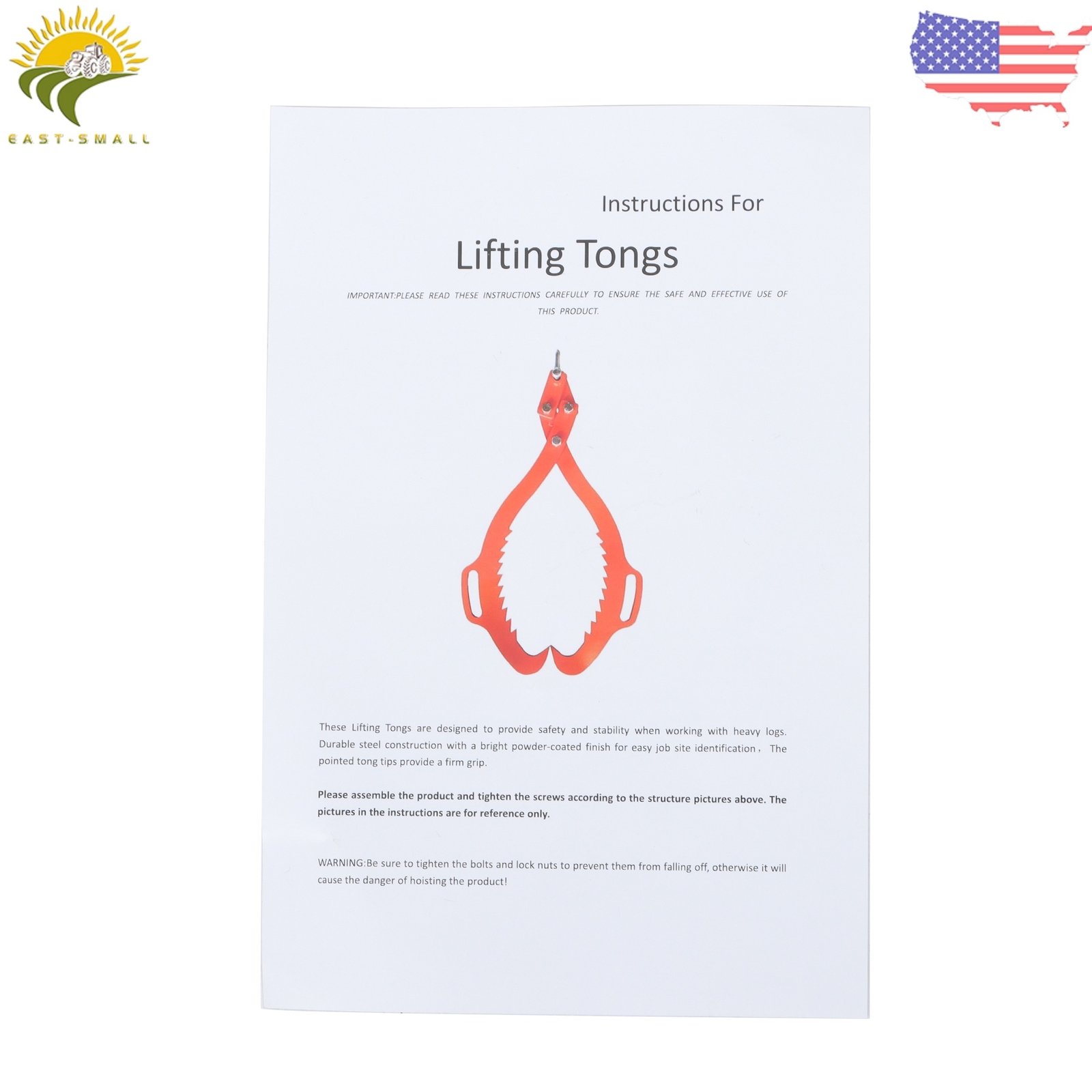 Heavy Duty 2 Claw Timber Log Lifting Logging Tongs Grabber Tong 28in Claw Hook