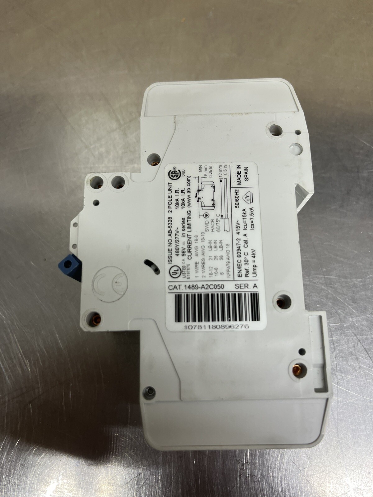Allen Bradley 1489-A2C050 2 Pole Circuit Breaker 5 Amp 1489-A Made In Spain