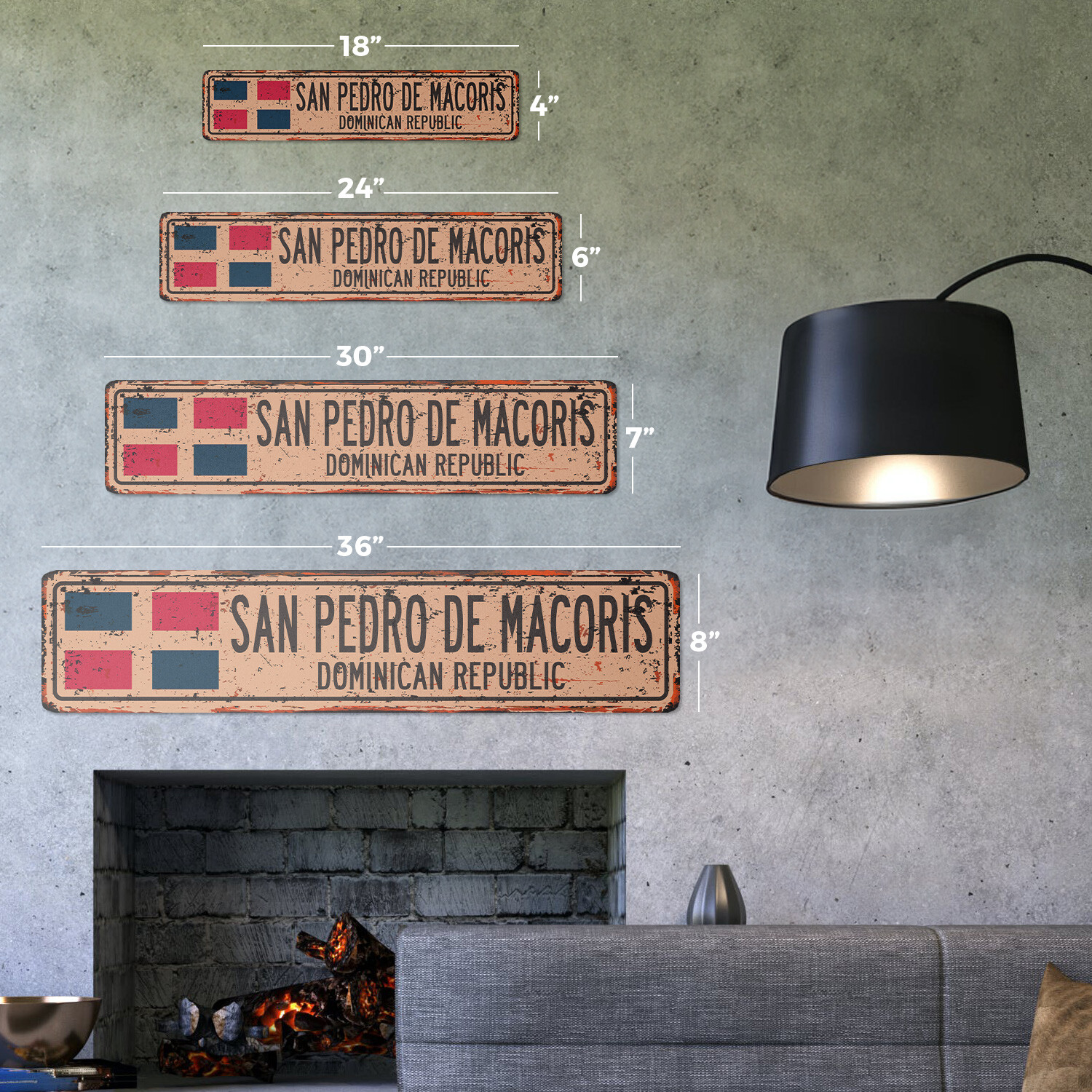 SAN PEDRO DE MACORIS DOMINICAN REPUBLIC Vintage Street Sign flag city rustic