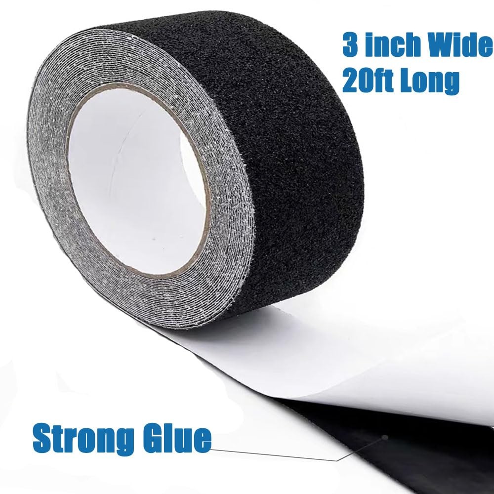 Grip Tape Anti Slip Tape 3 Inch, 20 Feet, Black Heavy Duty Non Skid Tapea