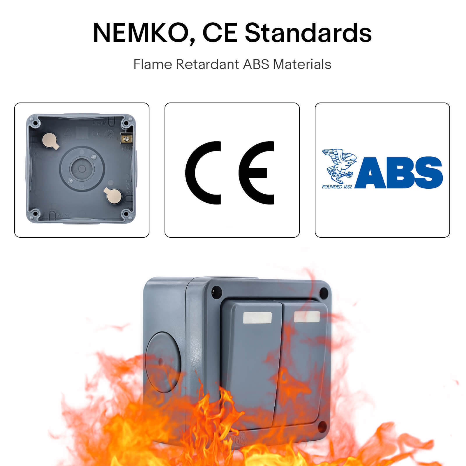 Outside Light Switch 2 Gang 2 Way Outdoor Weatherproof Waterproof Switch IP66