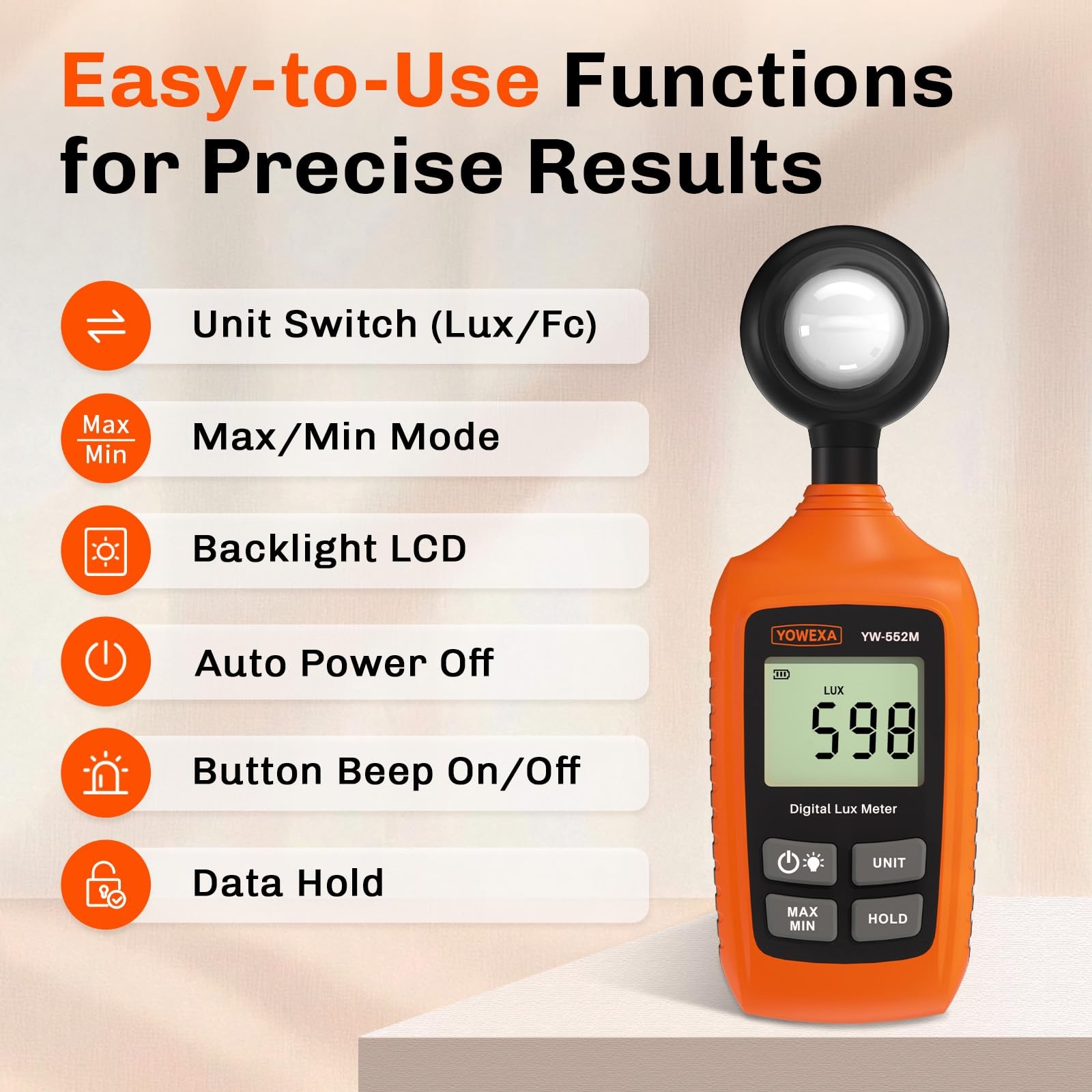 Digital Light Meter, Lux Meter with Foot Candle Readings