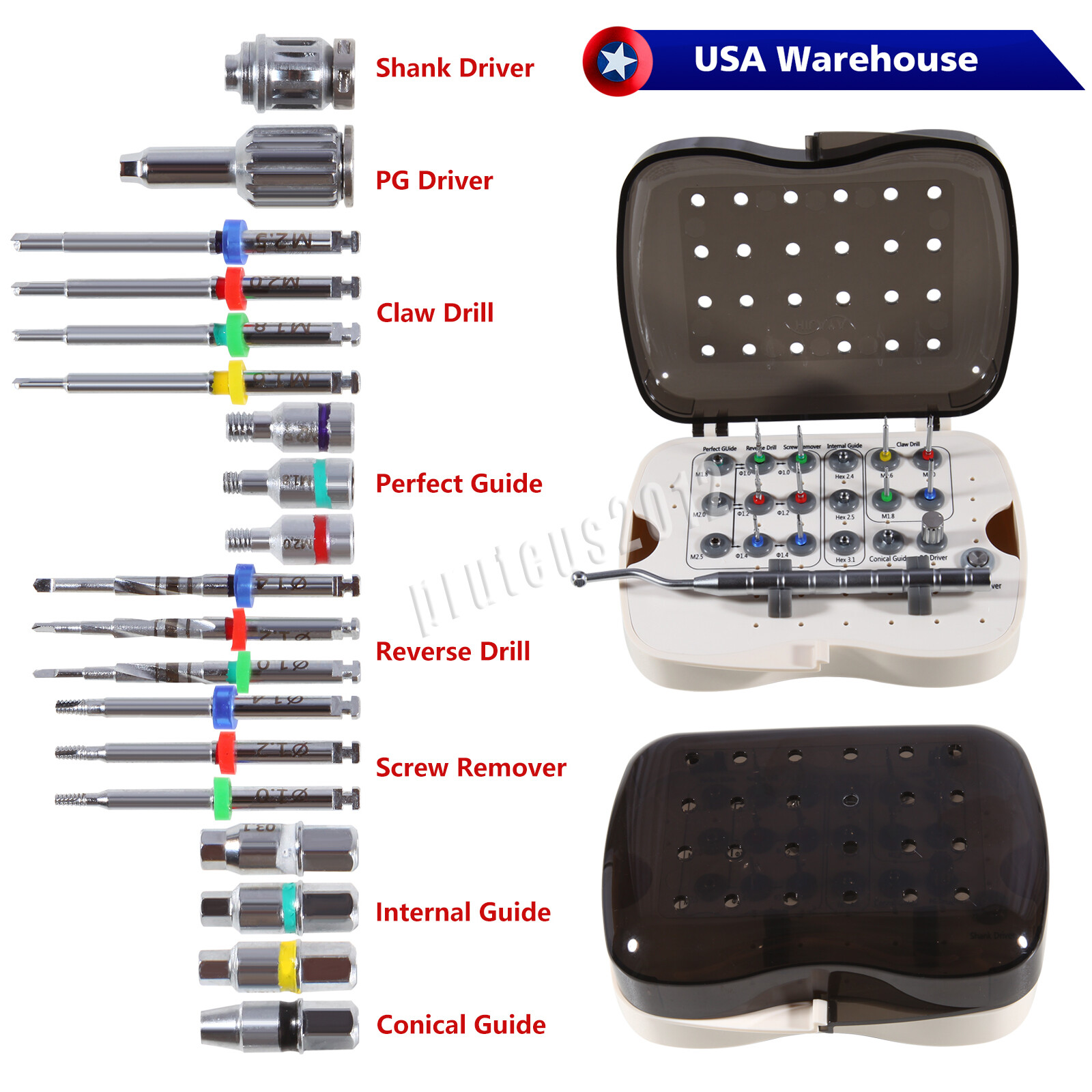 Dental Implant Broken Fractured Screw Removal Kit Drill Guide Remover USA
