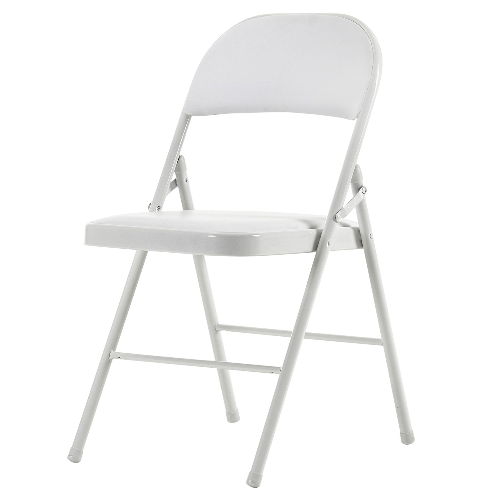 6Pcs White Folding Chairs Padded Metal Frame Leather Foldable Chair Party Event