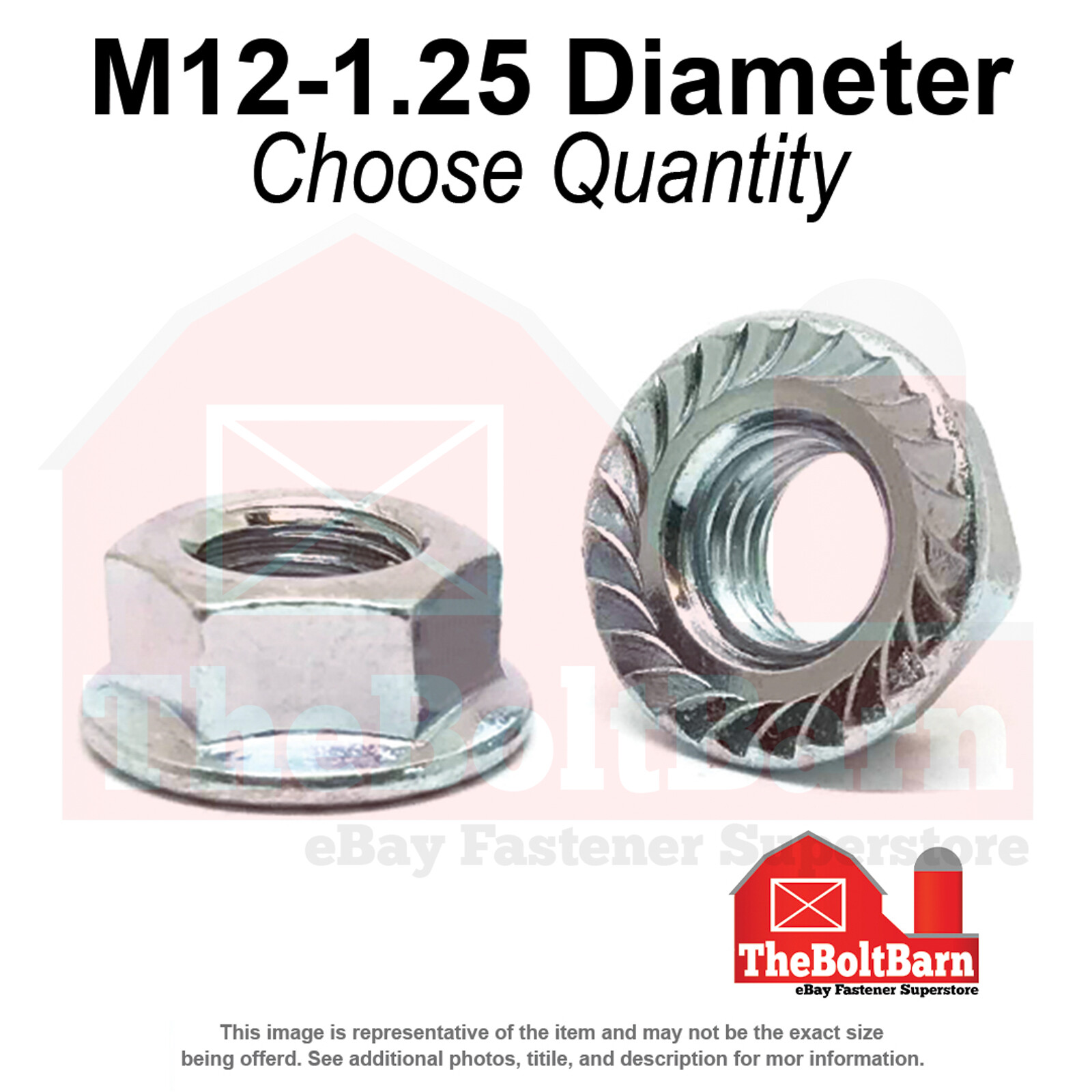 M12-1.25 Class 10 JIS Hex Flange Nuts Zinc Fine Thread (Pick Quantity)