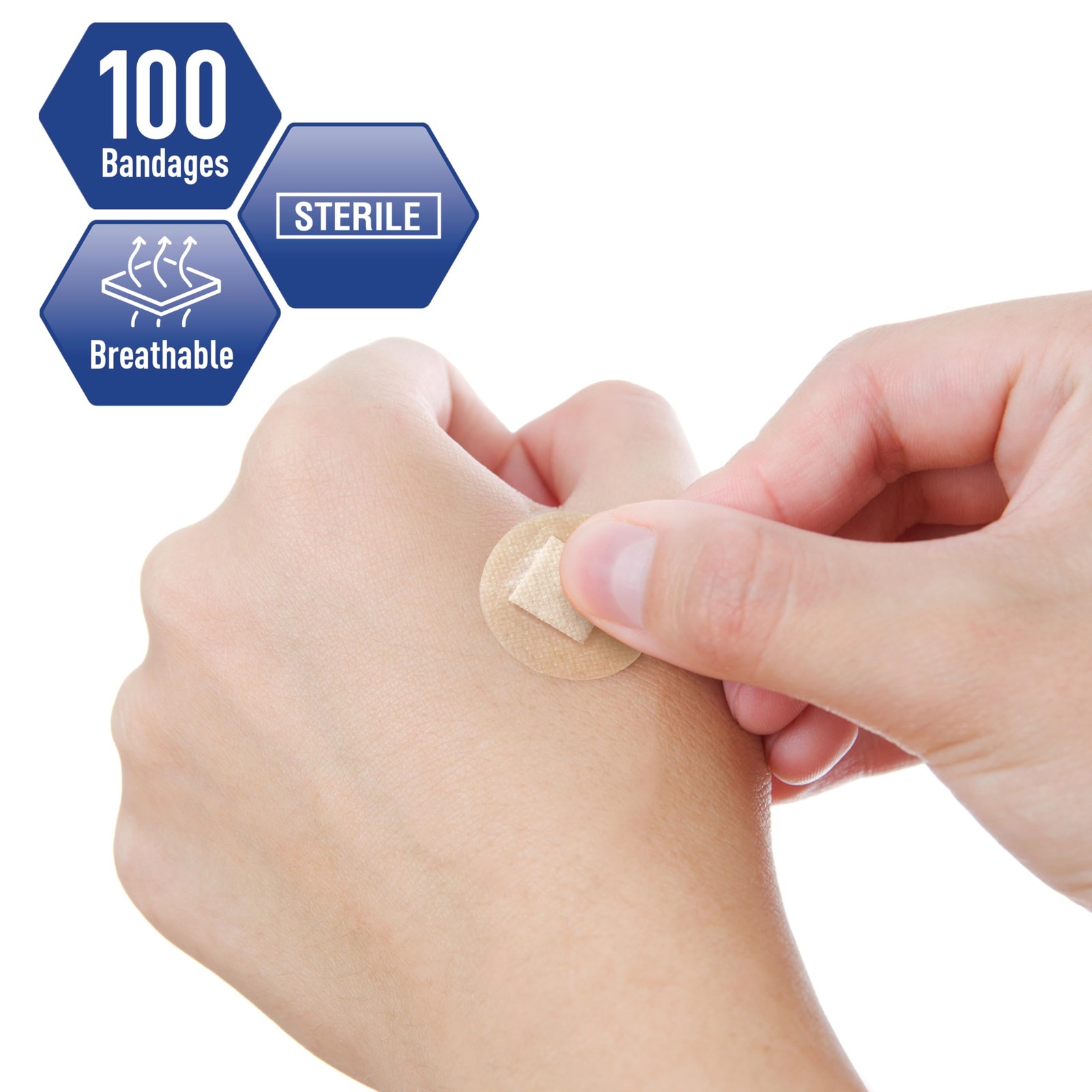 MED PRIDE 100-Pack 7/8in Sterile Small Round Clear Bandages for 0.87 Inch