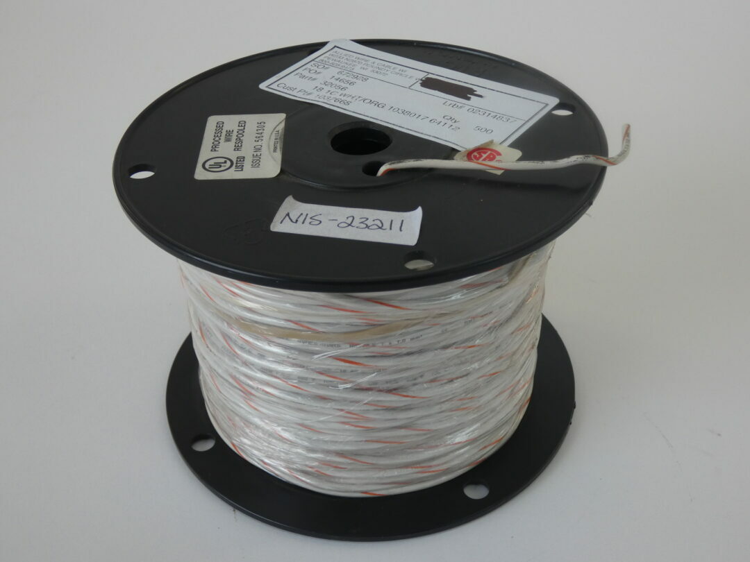 Allied Wire & Cable 32056 Wire Spool, 500′, 18 AWG, White/Orange – NEW Surplus!