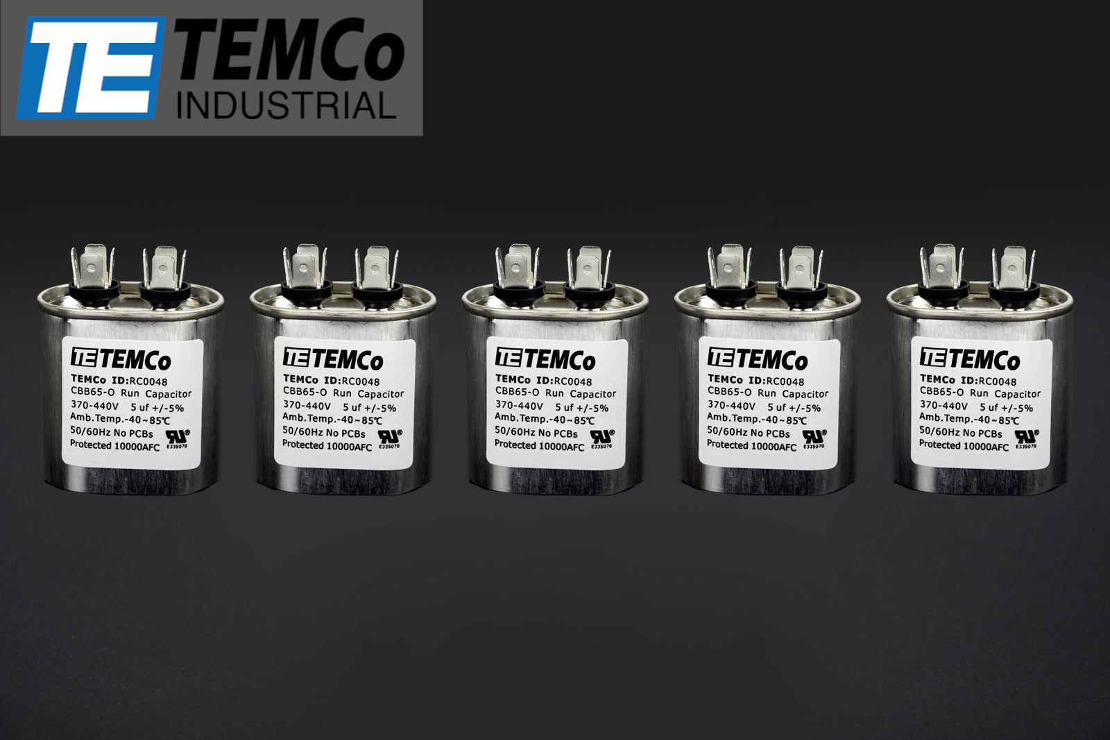 TEMCo 5 uf/MFD 370-440 VAC volts Oval Run Capacitor 50/60 Hz -Lot-5