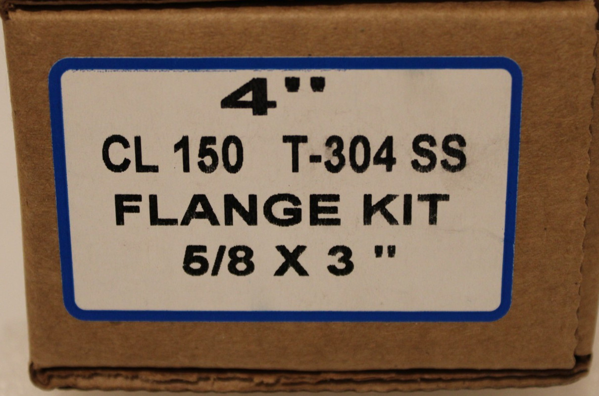 4″ Flange Bolt Kit – 4″ CL 150 T-304 SS 5/8″ x 3″ – Box of 8 Bolts & Nuts Only