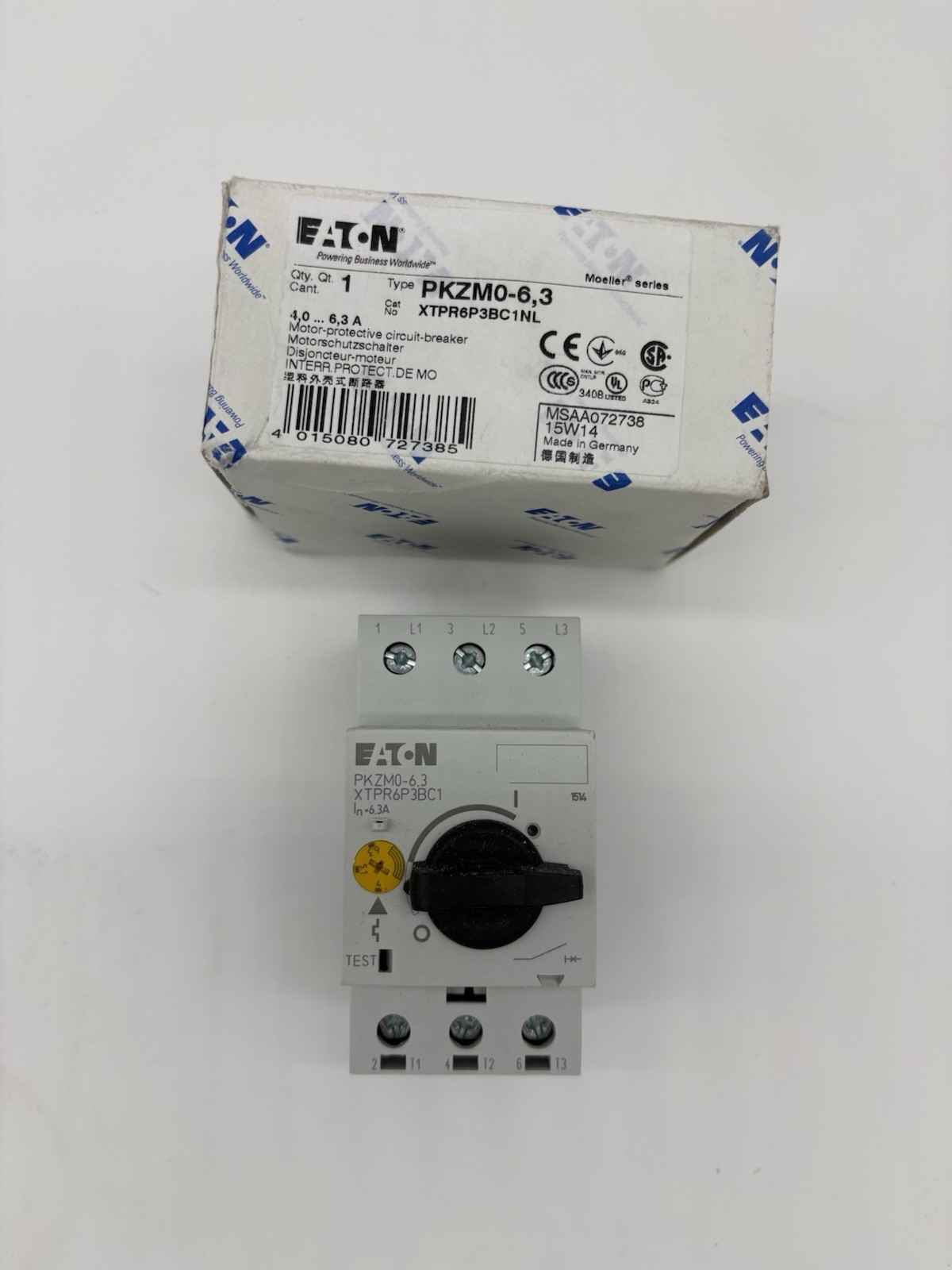 Eaton PKZMO-6,3 Motor Protector Breaker 4.0-6.3A 3-Pole 3-Phase AC NIB