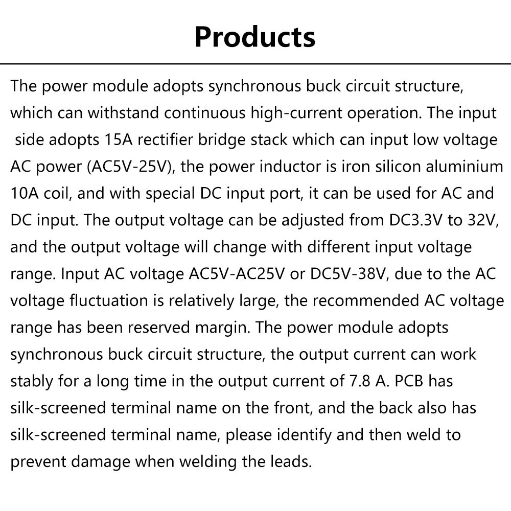AC 5-25V/DC 8-38V To DC 3.3-32V Buck Power Module Adjustable Voltage Regulator