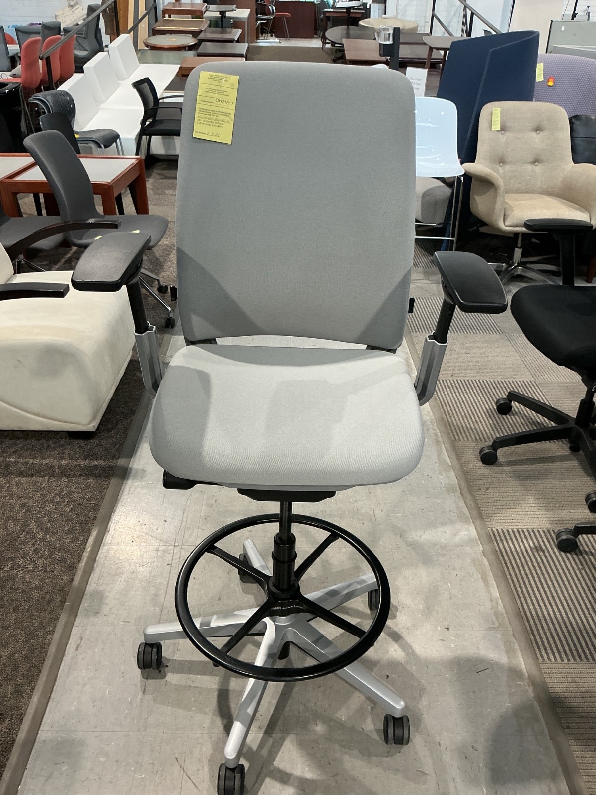 Steelcase Amia Drafting Chair w/ Arms in Gray