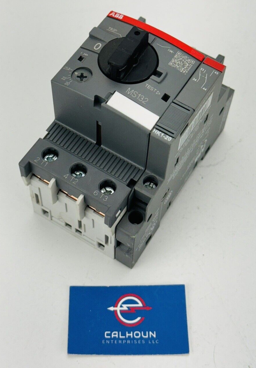 ABB MS132-25 Motor Starter 1SAM35000R1014 20-25A w/ HK1-20 Auxiliary *WARRANTY*