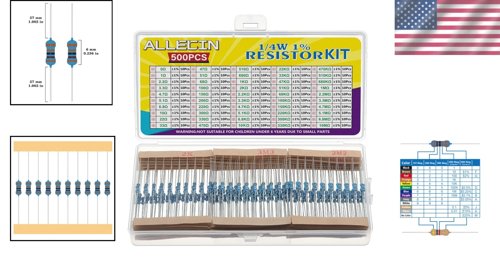 50 Values in 1/4W Metal Film Resistor Kit: Essential for Electronics Projects