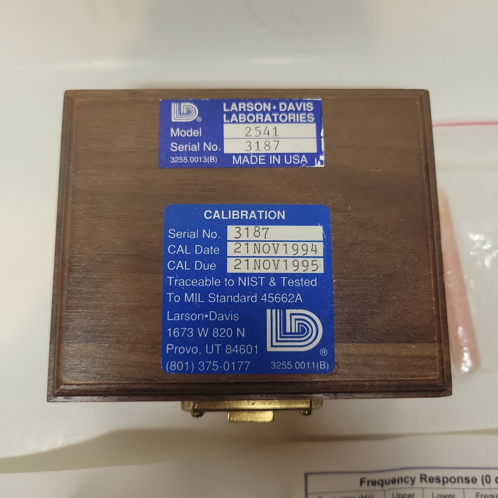 Larson Davis Model: 2541 (0.5 Inch, Calibrated Microphone, Free Field) USA