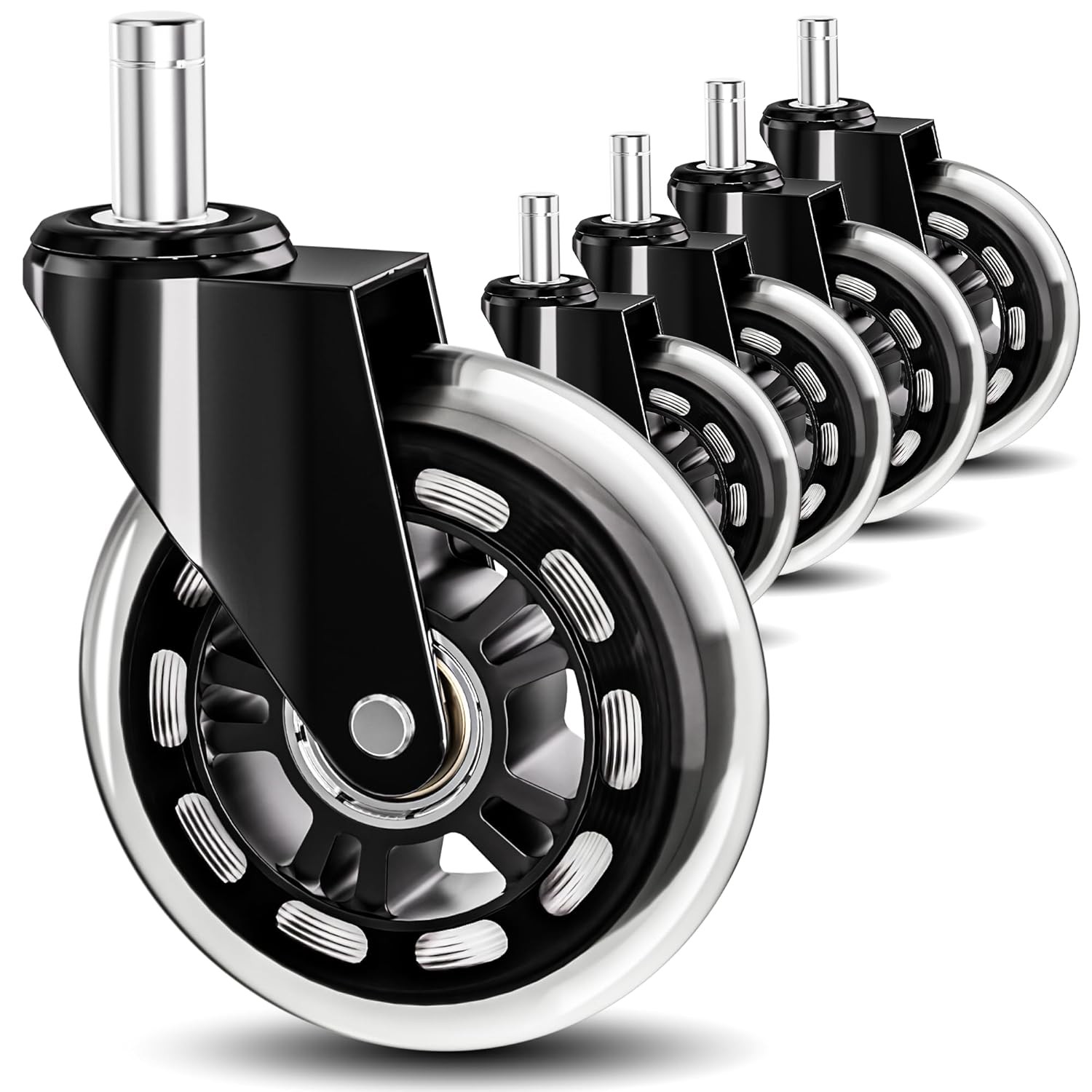IKEA Office Chair Wheels Replacement for Hardwood Floor and Carpet, 10mm Stem…